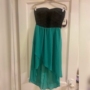 High Low Paperdoll Black Teal Dress | NWT Party Cocktail Casual Unique Flowy